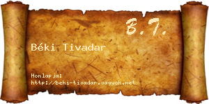 Béki Tivadar névjegykártya